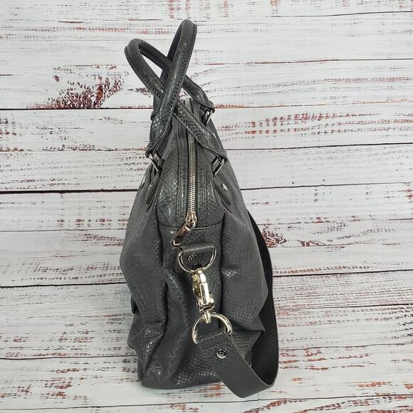 Jewel Gray Large Zip Slouchy Satchel Purse Dual Handle & Strap Shoulder Bag - Picture 4 of 14